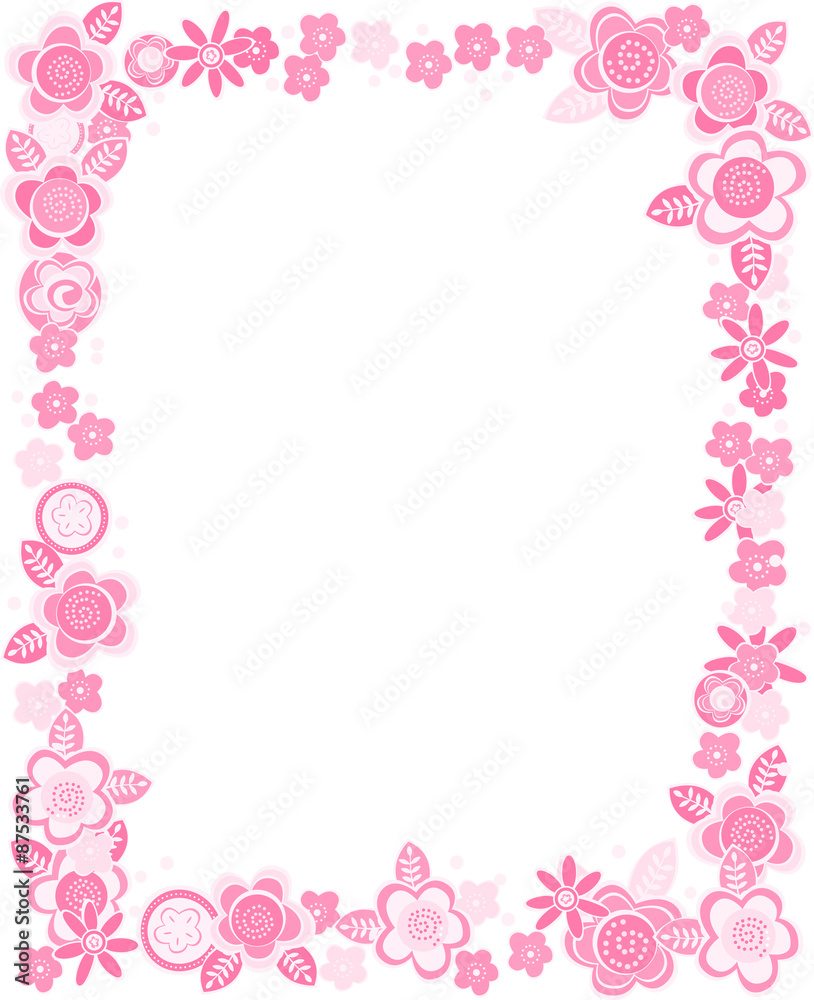 vector rectangular frame of flowers and pastel colors  