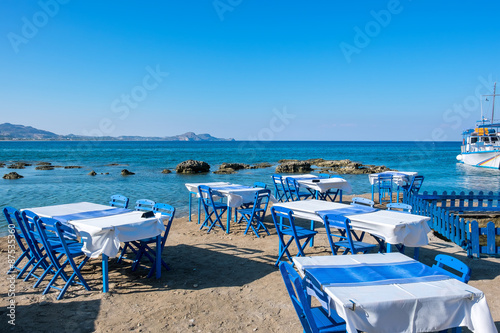Cafe on a beach. Kolymbia. Rhodes, Greece