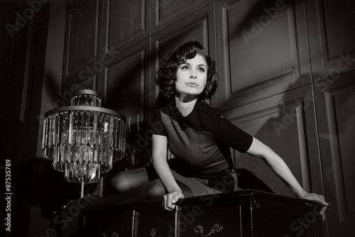 Young woman in horror movie