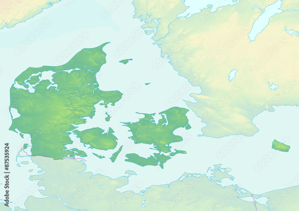 Obraz premium Karte von Dänemark ohne Beschriftung