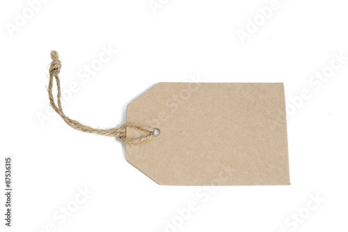 empty tag isolated on white background