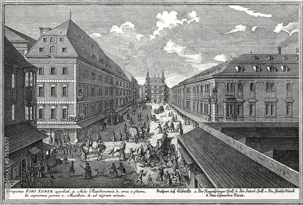 Wien, Lugeck um 1725, Kupferstichvorlage