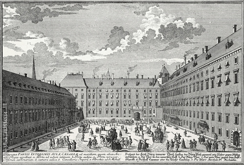 Wien, Innerer Burghof um 1725, Kupferstichvorlage photo