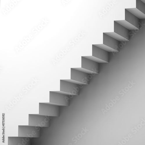 White stairway and wall  3d interior fragment