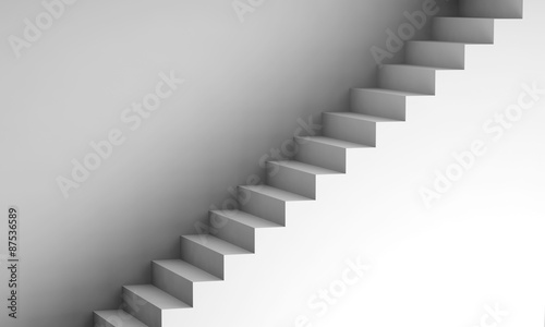 White stairway on the wall  3d interior background