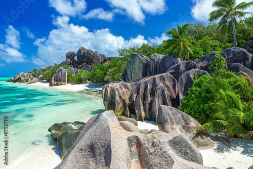 Tropical Paradise - Anse Source d'Argent - Beach on island La Digue in Seychelles photo