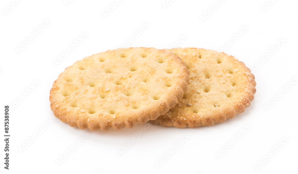 marie sesame biscuit on white background marie sesame biscuit on white background