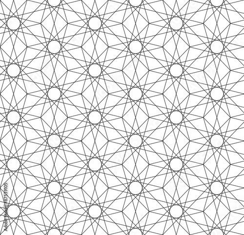 Vector black and white seamless pattern sacred geometry,Modern textile print with illusion, endless texture, Symmetrical repeating background