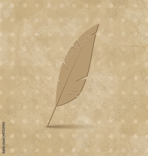 Vintage feather on grunge background