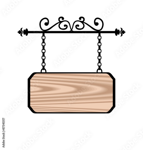 Wooden sign with place for text, floral forging element