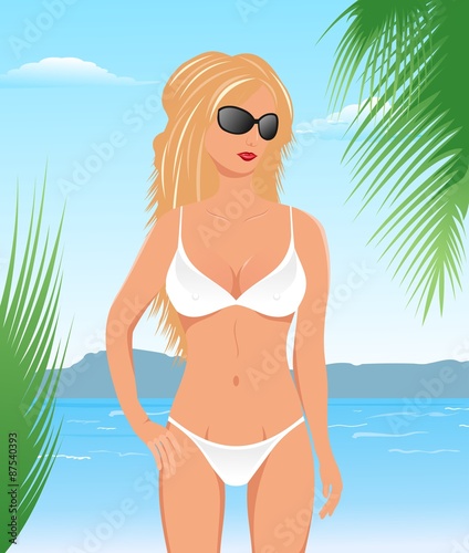 pretty blonde girl on beach