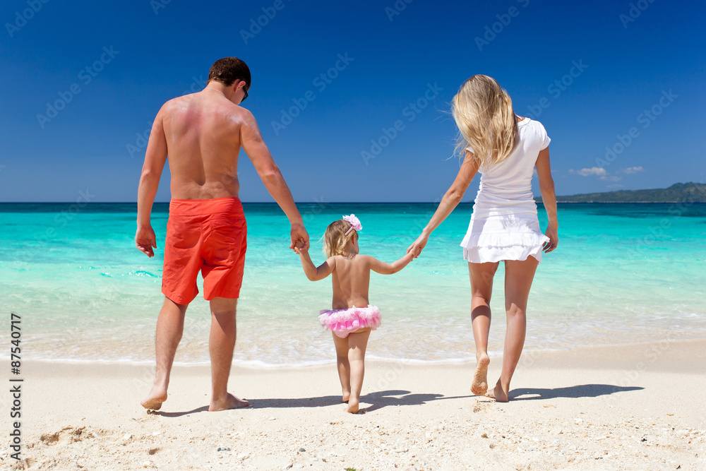 Happy family on tropic vacation