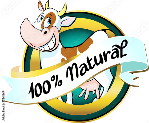 natural cow or milk label - vector