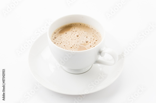 a cup of coffee on white