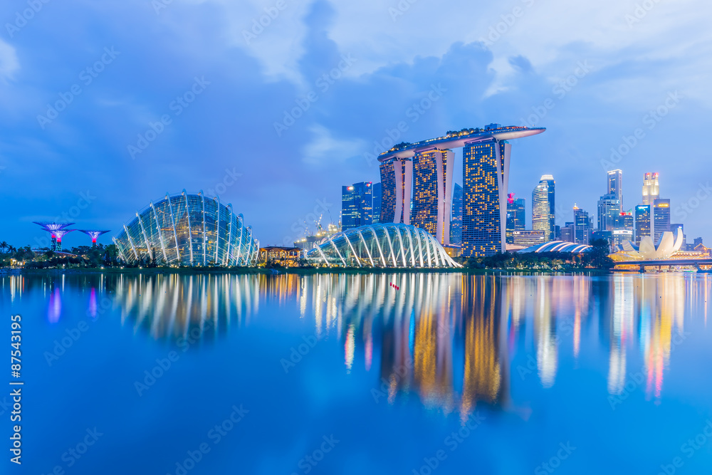Obraz premium Singapur Skyline i widok na Marina Bay