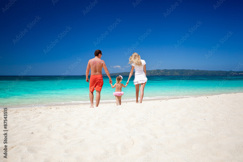 Happy family on tropic vacation