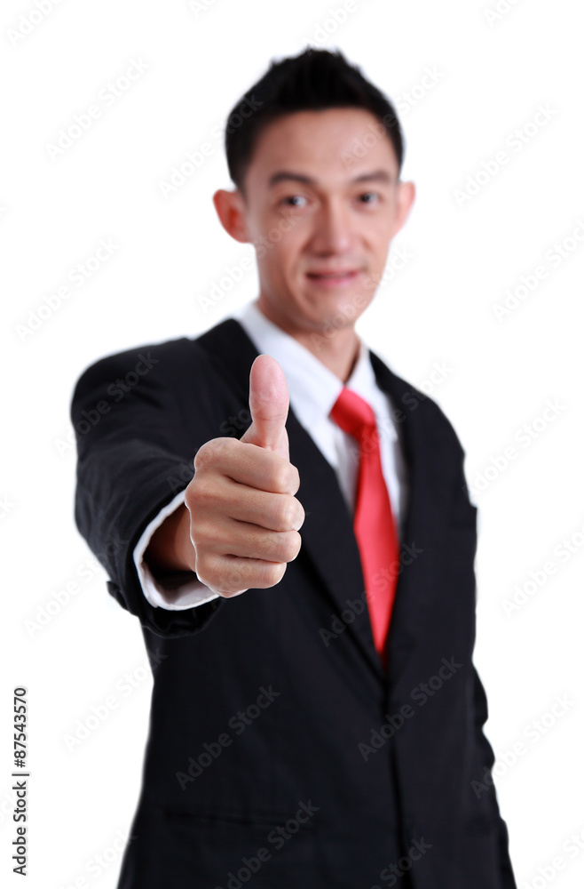 young business man going thumb up, isolated on white young business man going thumb up, isolated on white