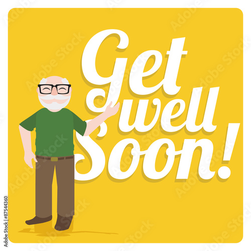 get well soon over color background