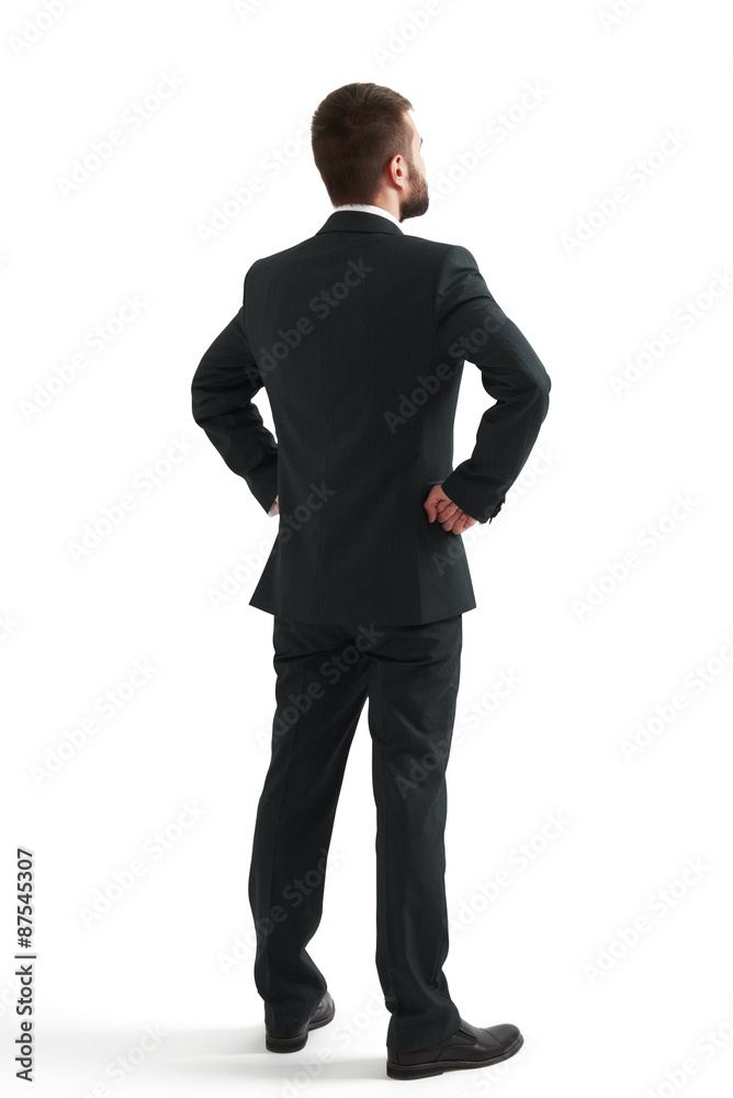 businessman in formal wear looking up businessman in formal wear looking up