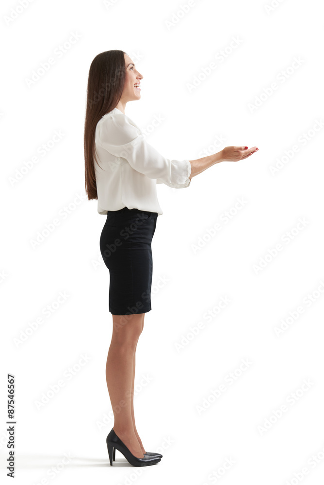 woman with open palms looking up woman with open palms looking up