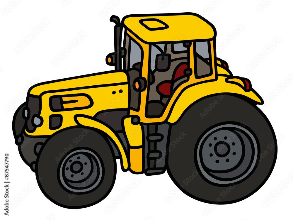 Yellow tractor / hand drawing, not a real type