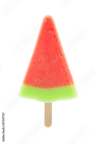 watermelon shaped popsicle isolated on white background