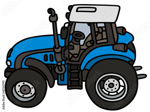 Blue tractor / hand drawing, not a real type