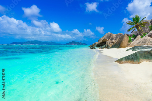 Tropical Paradise - Anse Source d Argent - Beach on island La Digue in Seychelles