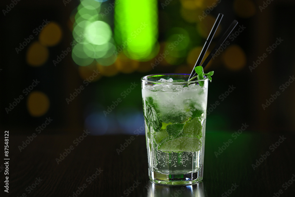 Glass of cocktails on bar background Glass of cocktails on bar background
