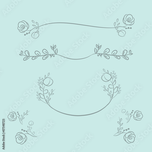 Vector wreaths and laurel wreaths. Round flower vector frames.