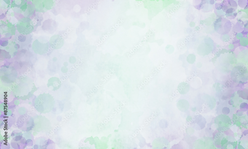 Abstract Watercolour Background - An artistic background with watercolour paint splashes in delicate green and purple colours.