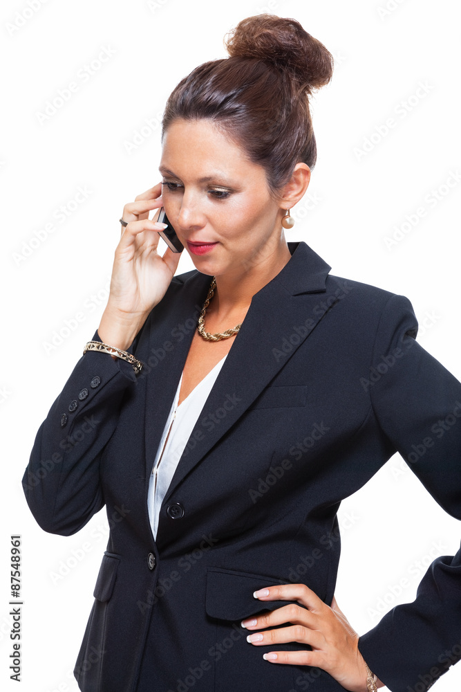 Businesswoman Calling Someone on Mobile Phone Businesswoman Calling Someone on Mobile Phone