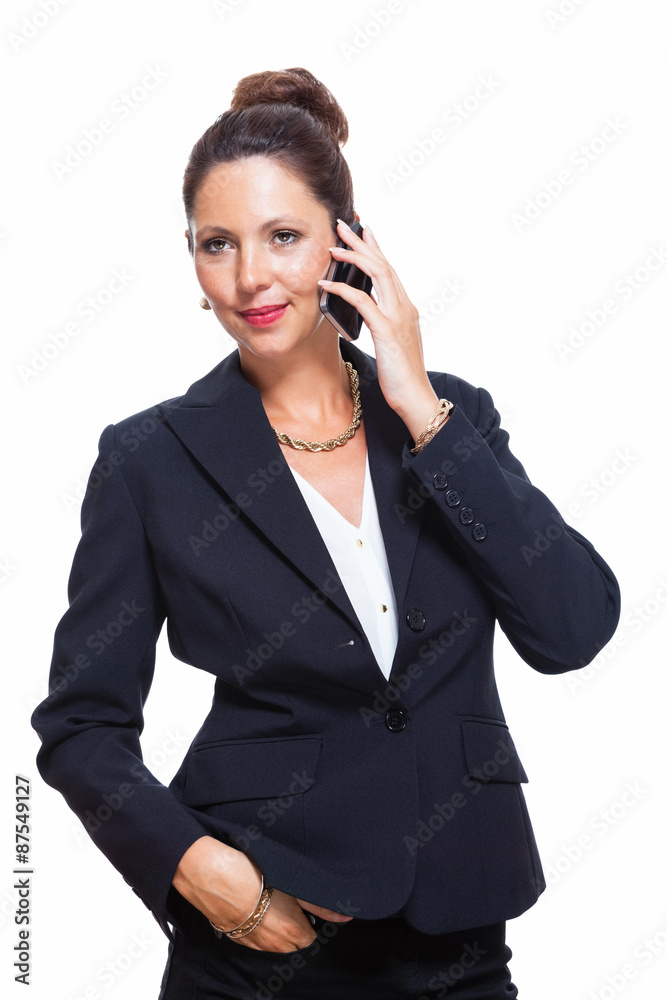 Businesswoman Calling Someone on Mobile Phone Businesswoman Calling Someone on Mobile Phone
