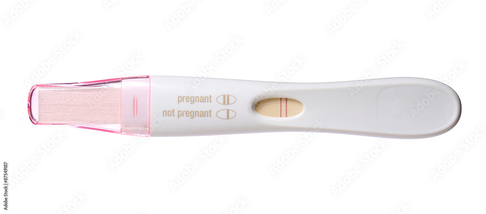 pregnancy test positive isolated on white background - obrazy, fototapety, plakaty 