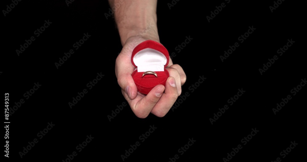 Open Red Ring Box with Gold and Diamond Open Red Ring Box with Gold and Diamond
