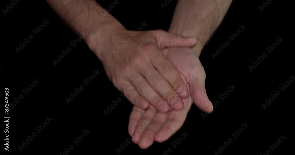 Hands applause close up on black background Hands applause close up on black background