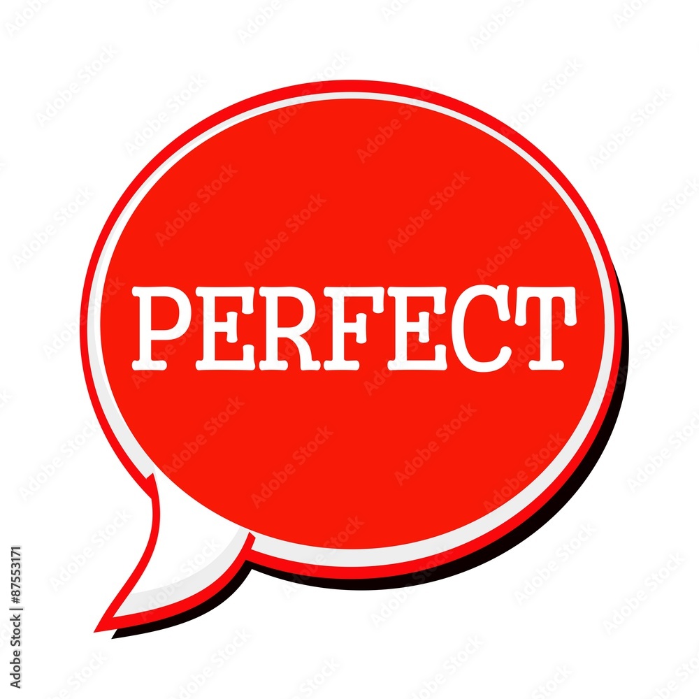 PERFECT white stamp text on red Speech Bubble PERFECT white stamp text on red Speech Bubble