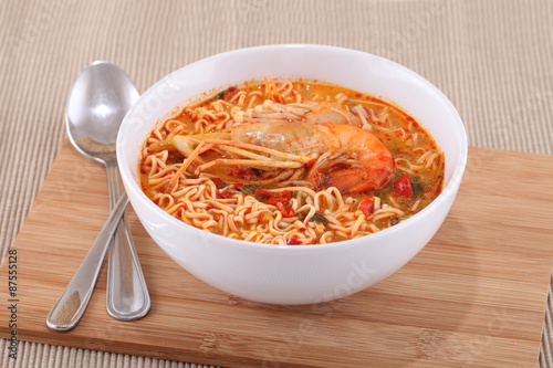Tom Yam Koong soup with noodles