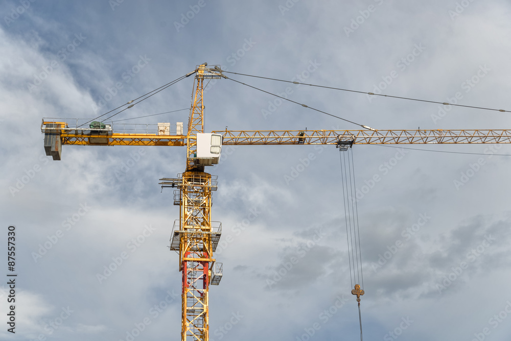 Yellow construction cranes