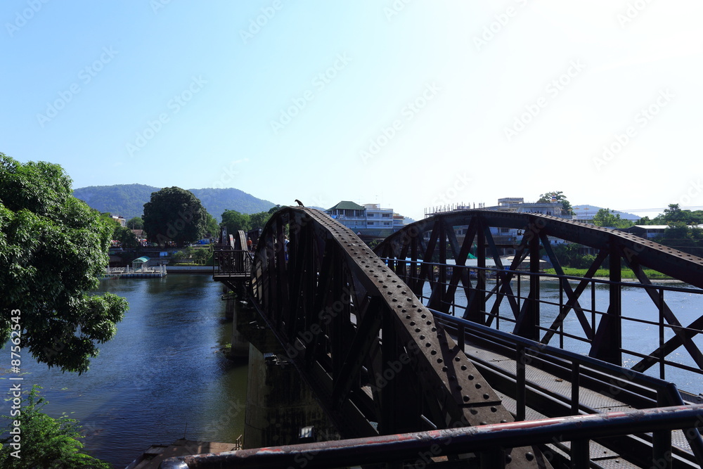 Obraz premium Historic bridge on river kwai in Kanchanaburi at Thailand