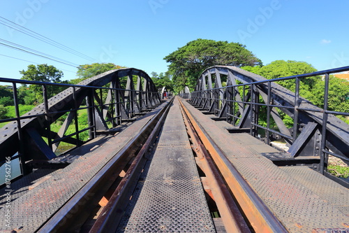 Historic bridge on river kwai in Kanchanaburi at Thailand