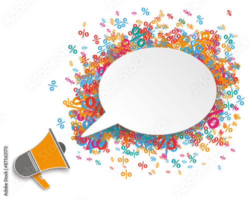 White Oval Speech Bubble Megaphone Percents