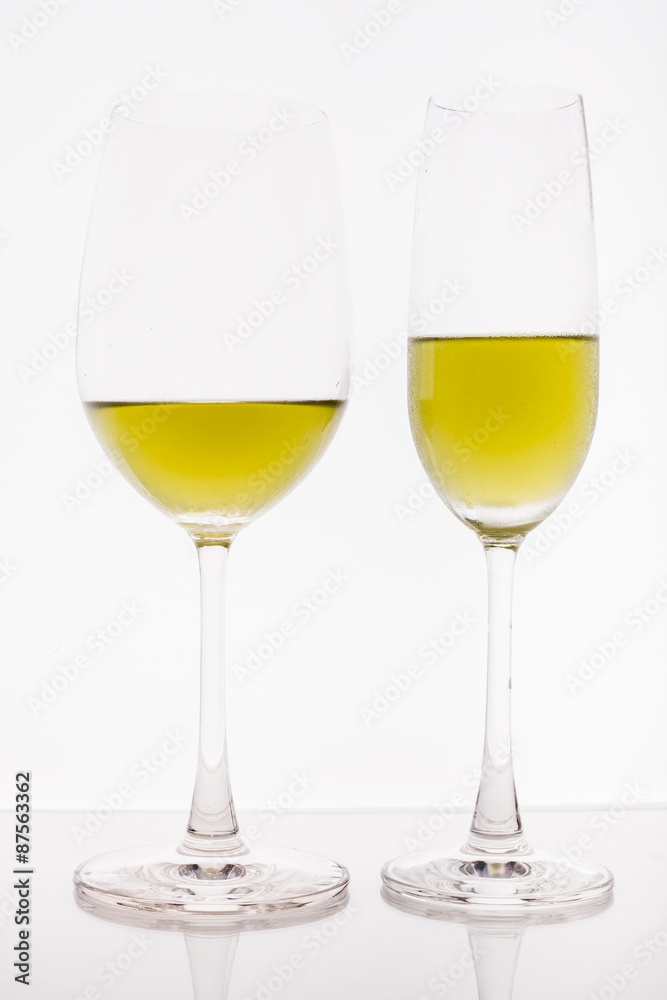 Glass on white background