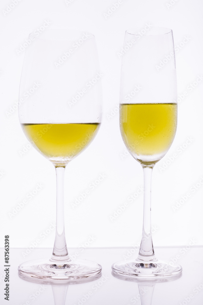 Glass Wine on white background