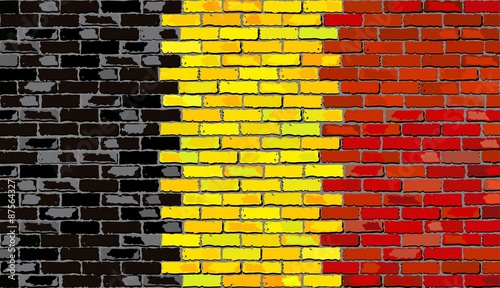Grunge flag of Belgium on a brick wall,
Belgian flags on brick textured background, 
Flag of Belgium painted on brick wall,
Flag of Belgium in brick style