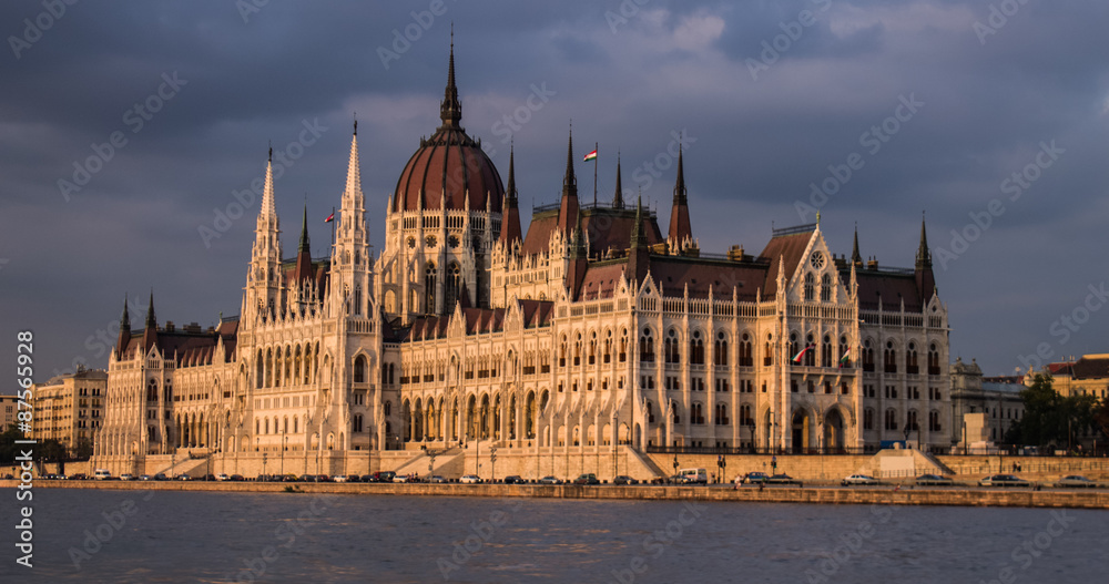 Parliament building, on the banks of the River Danube, Budapest, Hungary, Europe.