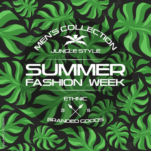 Summer fashion week flyer and seamless pattern