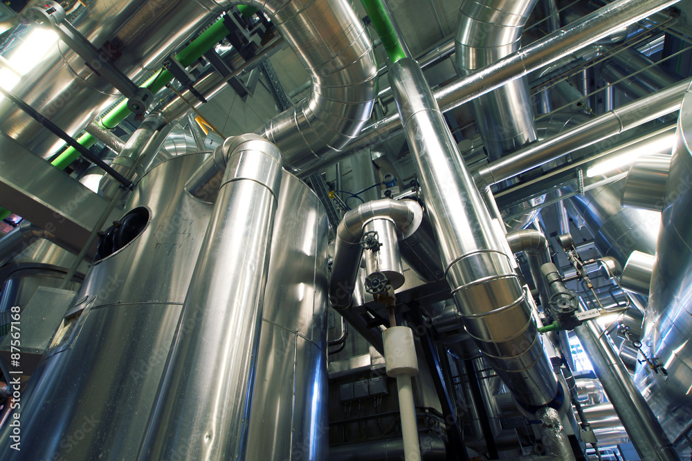 Industrial zone, Steel pipelines, valves and tanks Industrial zone, Steel pipelines, valves and tanks