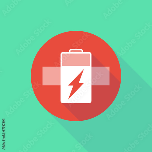 Long shadow do not enter icon with a battery