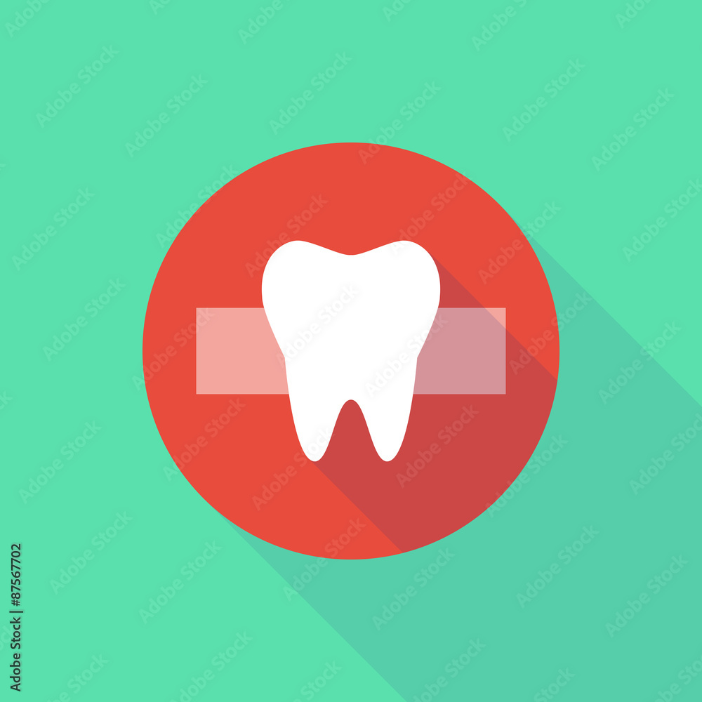 Long shadow do not enter icon with a tooth Long shadow do not enter icon with a tooth